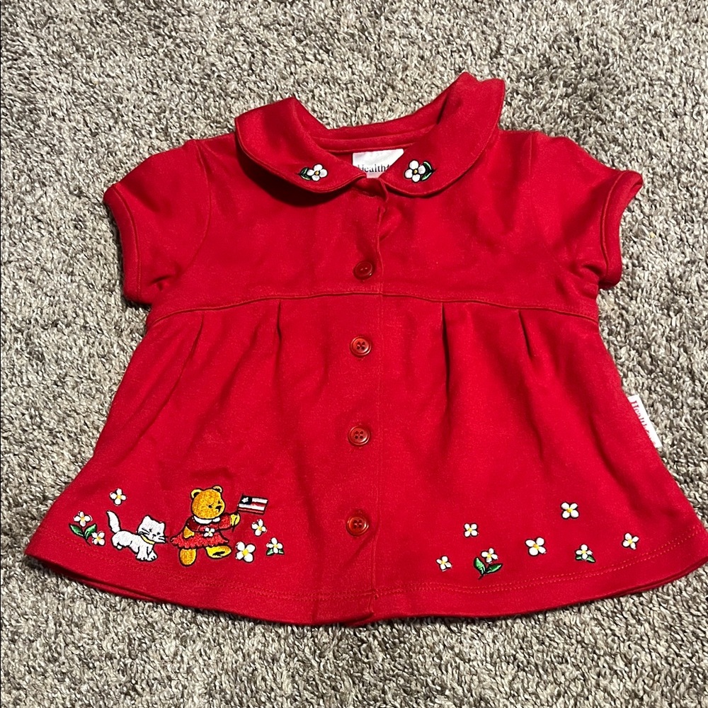 Healthtex Vintage Infant Girls Red‎ Collars Button Up Dress 12M